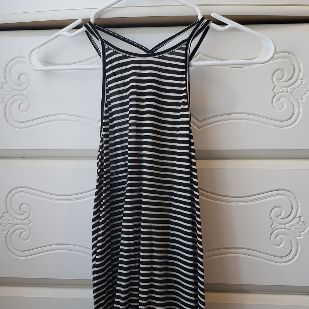 Black and white stripped tank